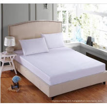 100% algodón Percale Single / Double / Queen / King Size blanco con sábanas ajustadas